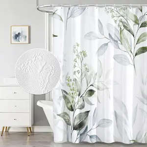 1PC, shower curtain, Waterproof Shower Curtain, shower curtain set, Home Decoration, bathroom decor, Watercolor flowers and plants Shower Curtain, with 12 hooks