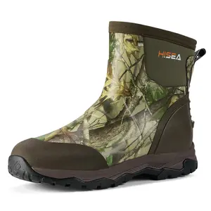 HISEA Excursion Pro Men's Waterproof Hunting Boots - Insulated Neoprene Ankle Rain Footwear, Durable Comfy Rubber Mud Muck Shoes for Outdoor Work & Farming