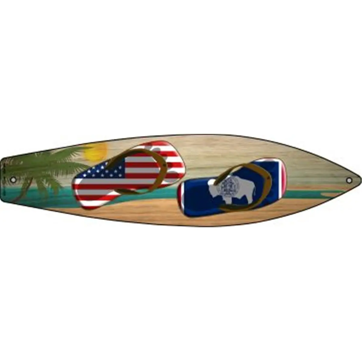 212 MAIN 17x4.5 in. Durable Aluminium Smart Blonde Wyoming & US Flag Flip Flop Novelty Signage, Weatherproof Home Decor, Lightweight Car Interior Accessory