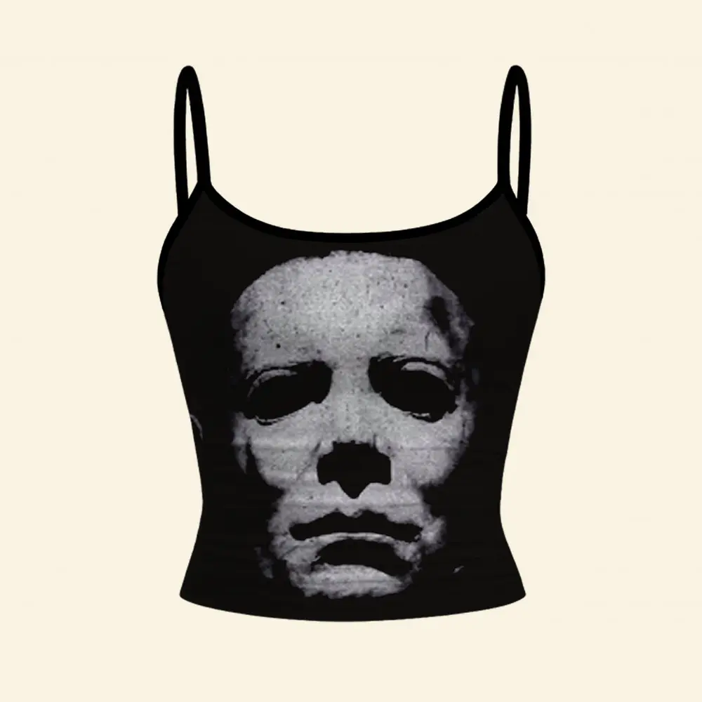 Horror Movie Characters Spaghetti String Tank Top, Chucky Michale Myers Jason Voorhees Women Slim Fit Tank Top Halloween Costume