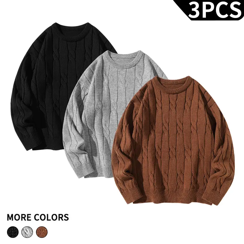 #SohoChic Unisex Cable Knit Sweater 3 Pack Classic Knitwear For Couple Matching Holiday Vibe