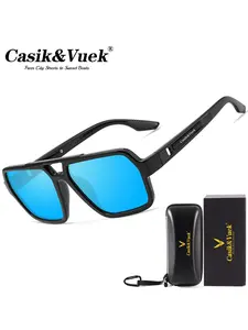 Casik&vuek Square Full Frame Unisex Sunglasses, Polarized Vu400, Sporty Style, Tr90 Material, All Seasons, Driving & Outdoor Travel