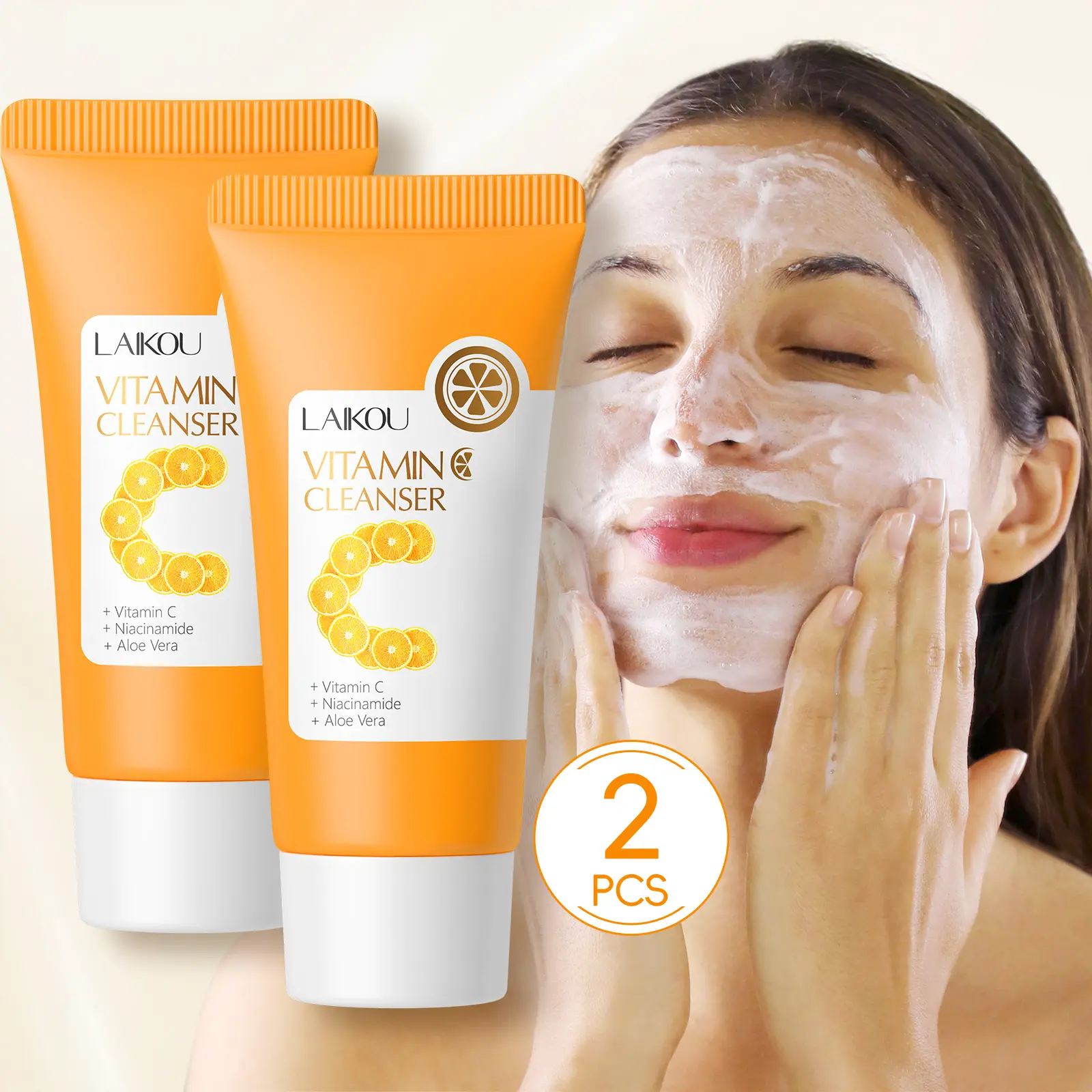 Buy One Free Vitamin C Facial Cleanser, Moisturizing Face Wash for Dry Skin, Gentle Foaming Face Wash for All Skin Types