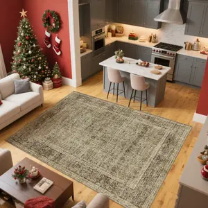 Boho Washable Rug Modern Vintage Print Area Rug for Living Room & Bedroom. Ultra Soft, Non-Slip & Elegant Home Decor Floor Mat