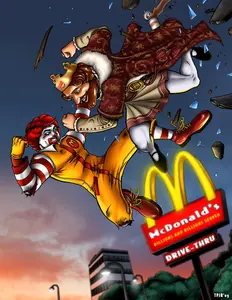 fast food mcds and bk 4inx3in  vinyl sticker