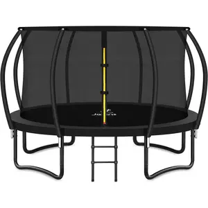 Trampoline 8FT 10FT 12FT 14FT 16FT, Recreational Trampolines with Enclosure Net and Ladder, Outdoor Anti-Rust Trampolines for Kids and Adults, ASTM Approved