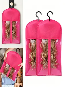 Wig Storage Bag with Transparent Window, Includes 2 Hooks, Dust-Proof and Moisture-Resistant, Ideal for Home, Travel, Salon Use