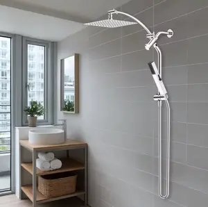 Rainfall Shower Head for Modern Bathroom Design with Integrated Faucet and Hose Included