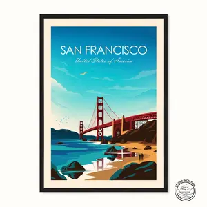 San Francisco Golden Gate Bridge Travel Print Poster - Premium Luster Photo Paper, Inkjet Printing, High-Quality Resin-Coated Base, 200-Year Color Durability