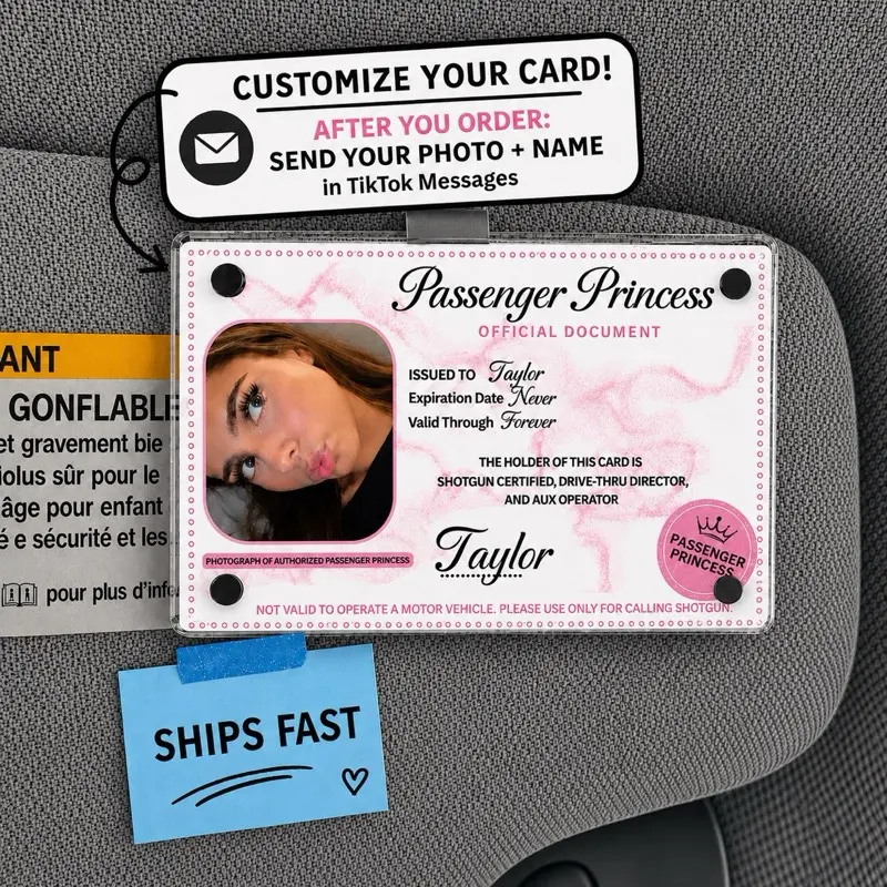 Personalized Passenger Princess Card-Visor Clip – Birthday, Anniversary Gifts for Her