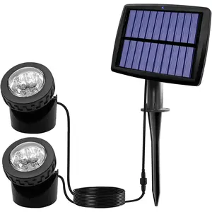 Solar Pond Spotlights, 2 in 1 12 LED Solar Underwater Lights with Dual   Submarine Landscape Spotlight  Lighting for Outdoor Patio Garden Fountain Pond