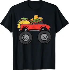 Taco Monster Truck Sombrero Cinco De Mayo Mexican Boys Kids T-Shirt - Rivkafia Shop 62B08ZP63DVH