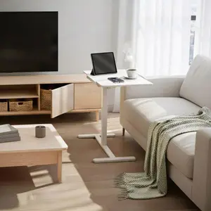 Height Adjustable Rolling Laptop Cart with Tilting Desktop