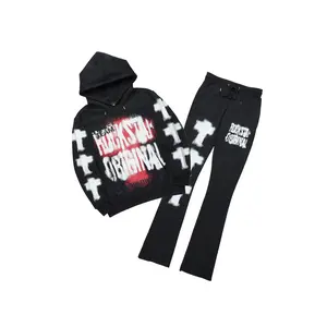 Crest Black/White Hoodie/Stacked Pant Track Set