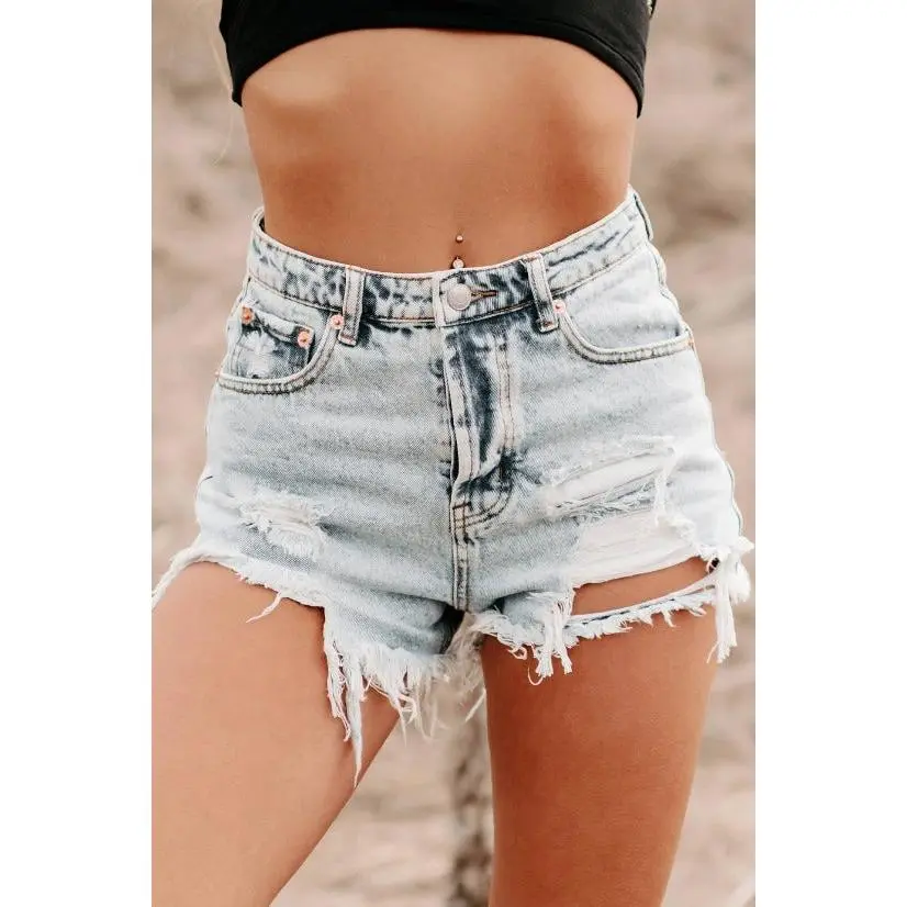 VINTAGE RIPPED DENIM SHORTS