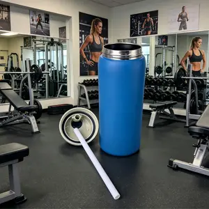 Deep blue Water bottle 32oz, 945ML, with straw , FreeSip,heat preservation time more than 24 hours, cold and hot water can be insulated, can make coffee, frozen drinks,  exquisite workmanship, suitable for camping, work, indoor and Outdoor use.