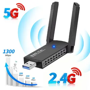 Fast 1300Mbps WiFi Adapter with 5dBi Antenna, Dual Band (2.4GHz & 5GHz) USB Dongle for PC,Wide Compatibility with Windows/Mac/Linux,wifi extender