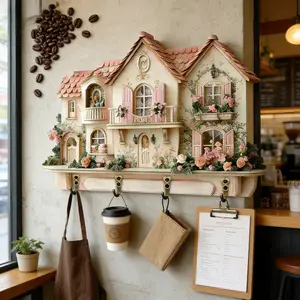 Wooden Garden Hook, Creative Wall Decor Key Holder, Wall Mounted Hook, Wooden Wall Shelf, Suitable for Study Room Bedroom Living Room Kitchen Decoration