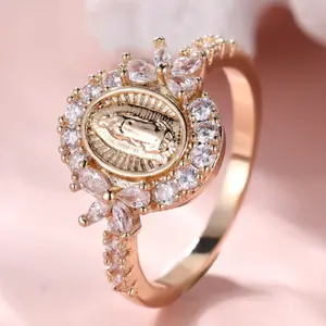 Elegant Virgin Mary Gemstone Ring – Classic Women’s Faith-Inspired Jewelry