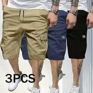Men’s three-piece shorts set with slant pockets — versatile casual wear for everyday spring and summer; bottom part of the set, a great gift for him.