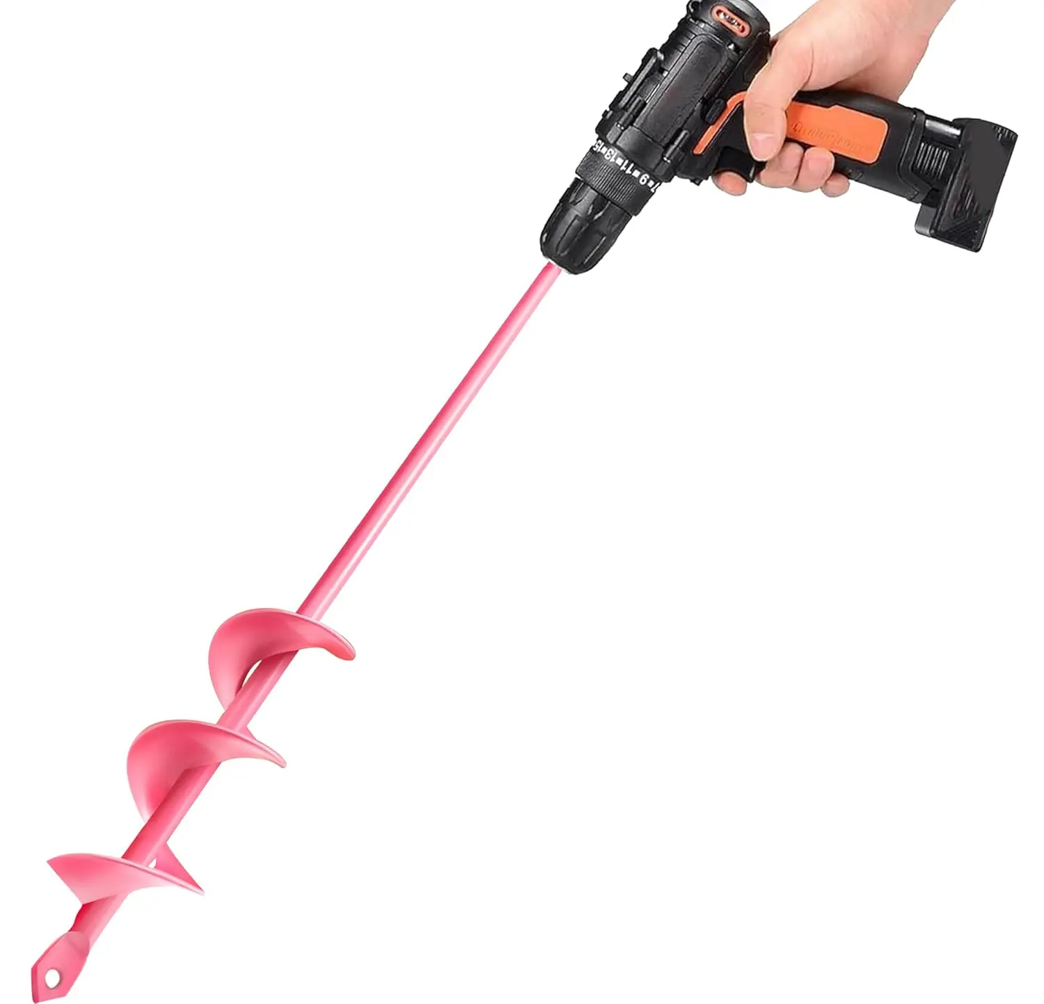 1.6 x 16.5 Inch Pink Auger Drill Bit for Planting - Garden Tools Auger Drill Bit, Spiral Garden Auger, Drill Auger Bit for Planting Bulbs and