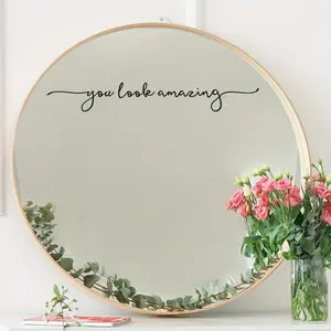 1PC Simple English Slogan Mirror Sticker, Self-Adhesive and Removable Wall Decor, Waterproof and Stain Resistant for Bedroom & Bathroom