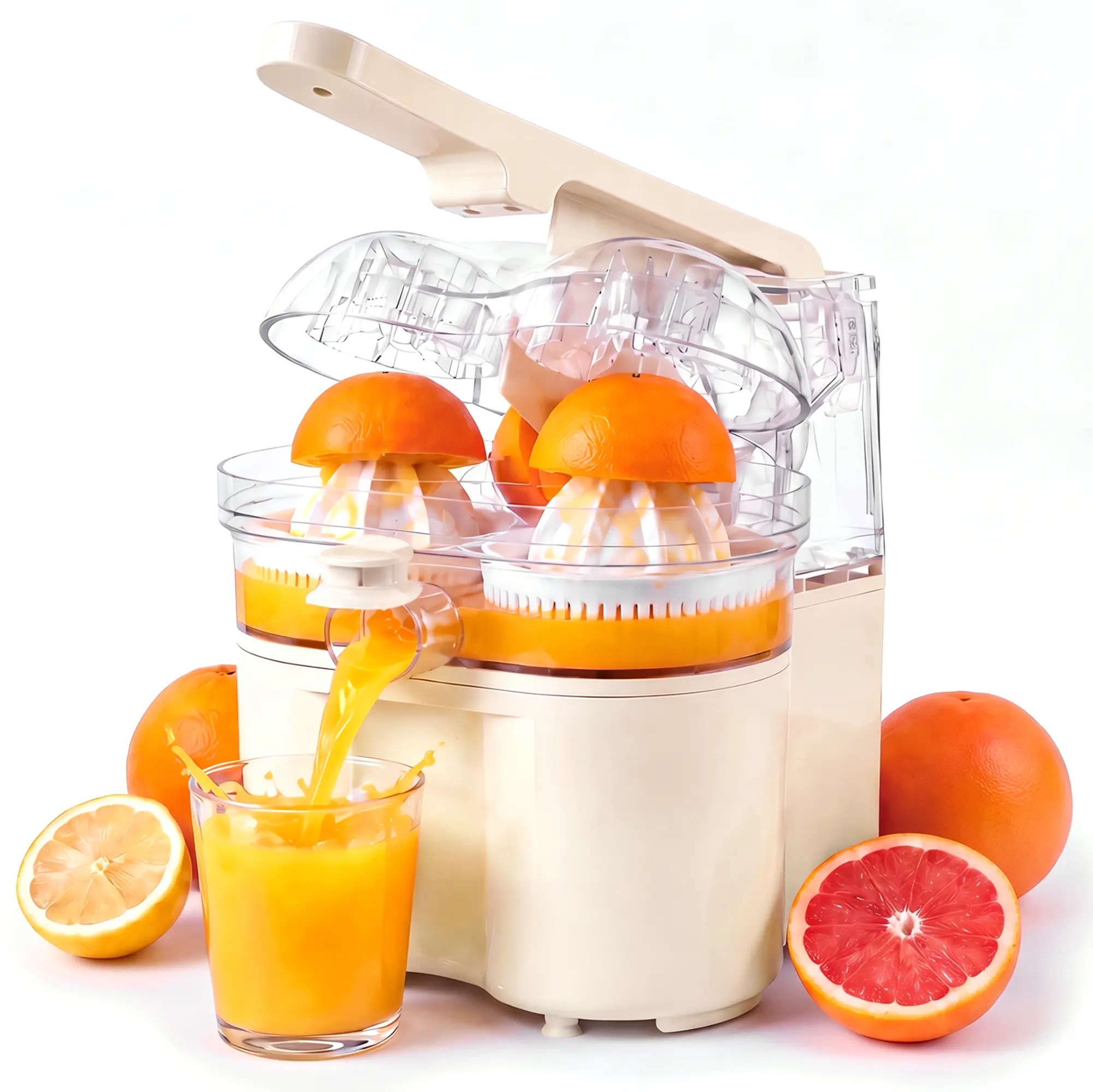 SUSTEAS Electric Citrus Juicer, 280W Orange Juicer Machine with Dual Cones & Built-In Cutter, Automatic Citrus Press for Oranges, Lemons, Grapefruits & Limes