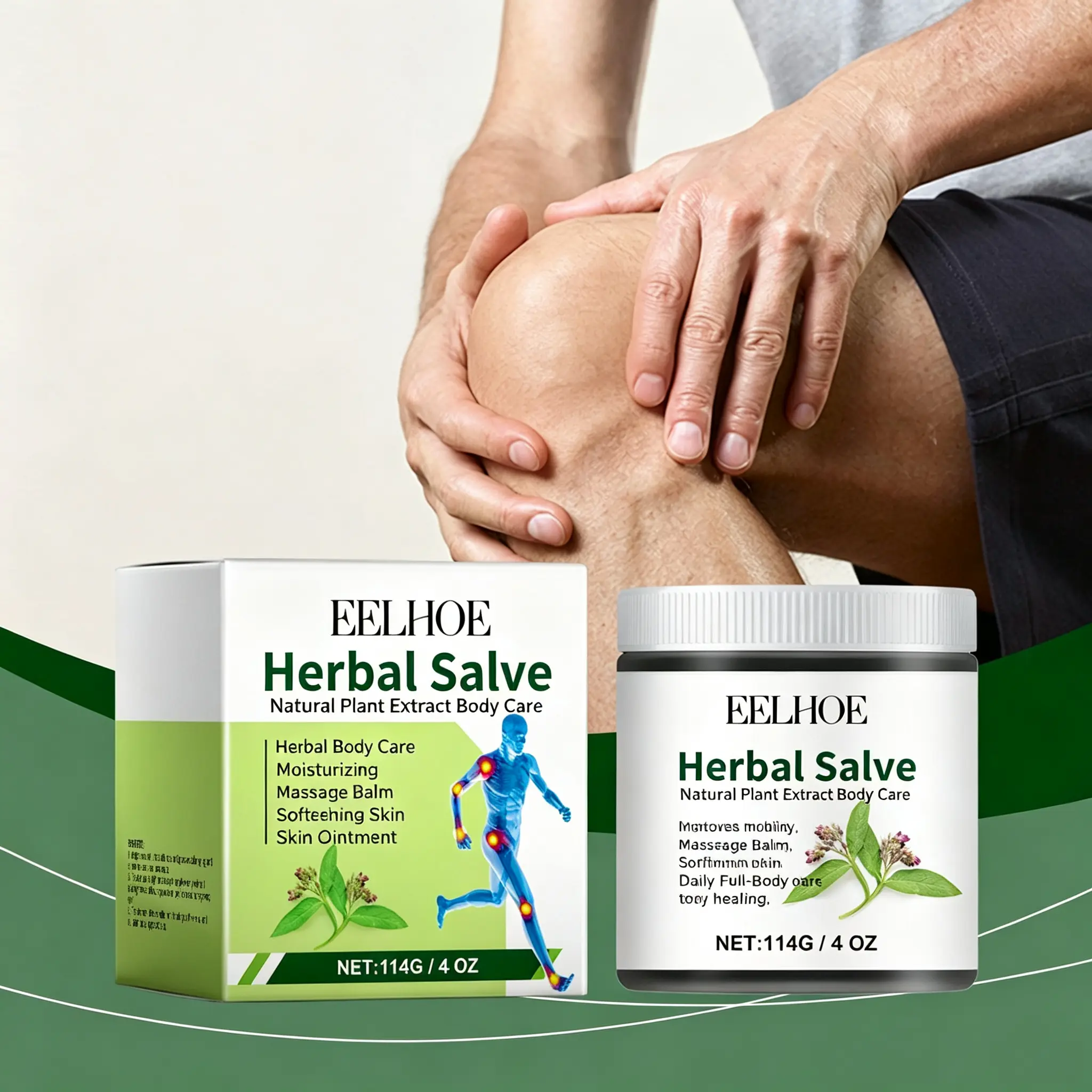 EELHOE All-Natural Herbal Massage Salve, Gentle Topical Balm for Joint & Muscle Relief, Daily External Skin Nourishing Cream (Beauty & Personal Care, Body Moisturizer)