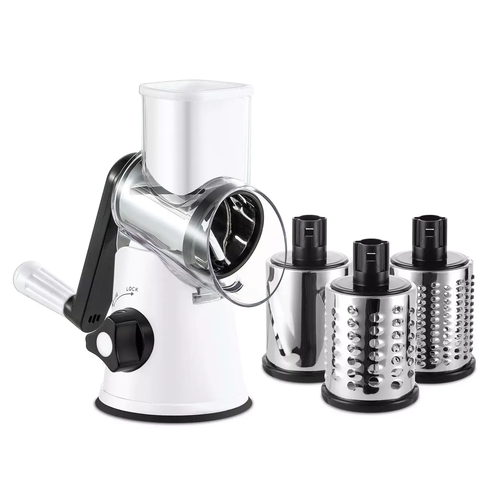 Swayvoo Rotary Cheese Grater Cheese Shredder Vegetable Chopper Rotating Grater - White