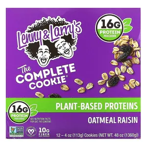 Lenny & Larry's The Complete Cookie, Oatmeal Raisin, 12 Cookies, 4 oz (113 g) Each