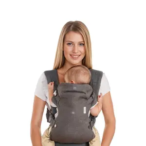 Hands-Free Baby Wrap Carrier, Flip 4-in-1 Advanced Carrier, Convertible Face in or Out or Front, Ergonomic, Travel with Baby Easily, Relieve Fatigue, Newborns and Older Babies, Maximum Load Bearing 32 lbs, Gray