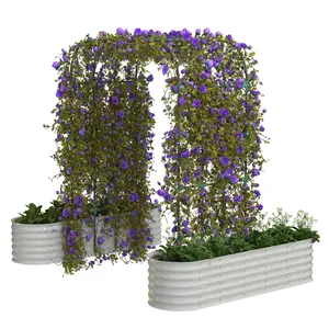 【GARVEE】Expandable Arch Trellis Raised Bed Kit – 95” Metal Garden System with Vertical Netting, Plant Ties, and Drainage Design for Growing Vegetables, Flowers, and Vines in Durable Beige Finish