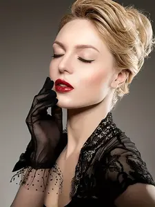 Fashion Polka Dot Satin Gloves with Bow, Breathable Sunproof Short Women's Gloves, Perfect for Weddings & Halloween