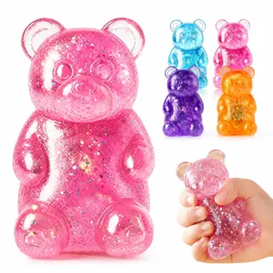 4 Pack Bear & Sugar Ball Designs, Anxiety Relief & Focus Toy, Maltose Filled Squeeze Toys for Sensory Play,Sensory Fidget Toy with Glitter Liquid Filling,Sensory Fidget Toys for Adults, Kids, Slow Rising Squishy Stress Ball