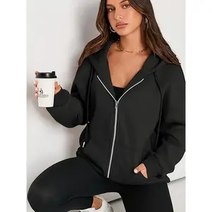 Women's Hoodie Fall Jacket Oversized Sweatshirt Casual Zipper Hoodie With Pockets