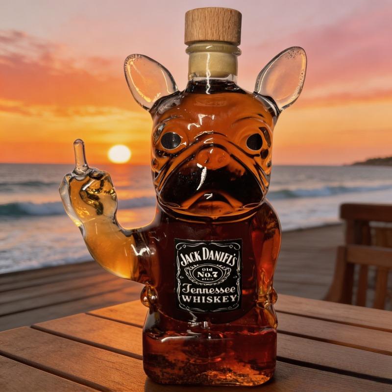 Bulldog Shaped Crystal Glass Whiskey Decanter, Portable Art Wine Storage Ornament for Home Party Festival Use, Exquisite Desktop Decor & Unique Christmas Gift Choice for Men and Couple