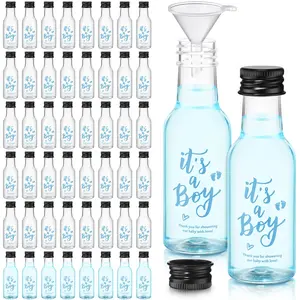 50 Pcs Baby Shower Favors for Guests Include 50 It's a Boy 1.7oz Mini Empty Plastic Alcohol Shot Bottles with 1 Funnel Baby Shower Return Gift for Guests Gender Reveal Gifts Ideas