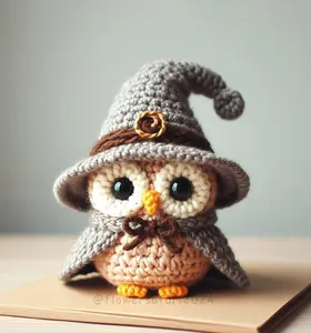 Handmade Crochet Owl – Soft Amigurumi Plush with Wizard Cape