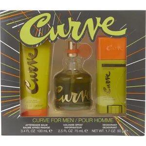 Curve Set-Cologne Spray 2.5 Oz & Aftershave Balm 3.4 Oz & Deodorant Stick 1.7 Oz For Men Curve Set-Cologne Spray 2.5 Oz & Aftershave Balm 3.4 Oz & Deodorant Stick 1.7 Oz For Men