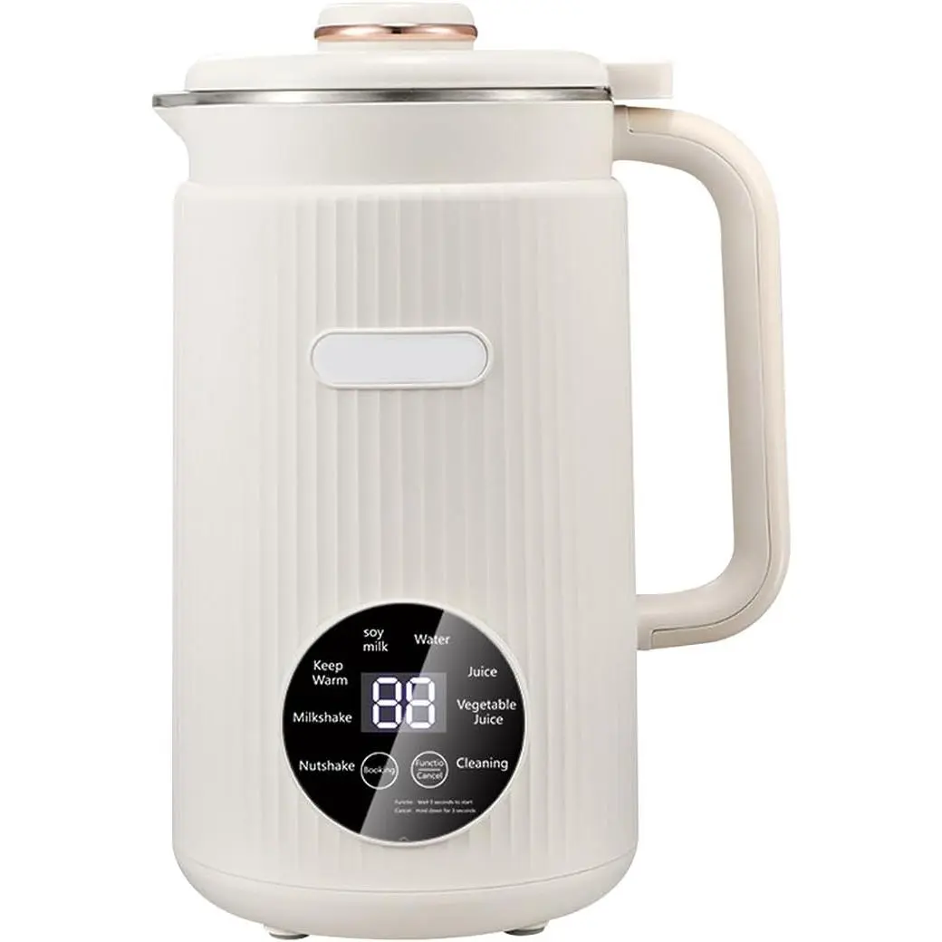 White Food Grade Stainless Steel Nut Milk Maker - Digital Programmable Blender with 12-Blade, Touch Screen, Auto-Clean, 8-Hour Keep Warm for Juice, Baby Food, High Efficiency, 8-Hour Keeping Warm