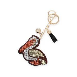 Rhinestone Pelican Pillow Key Chain