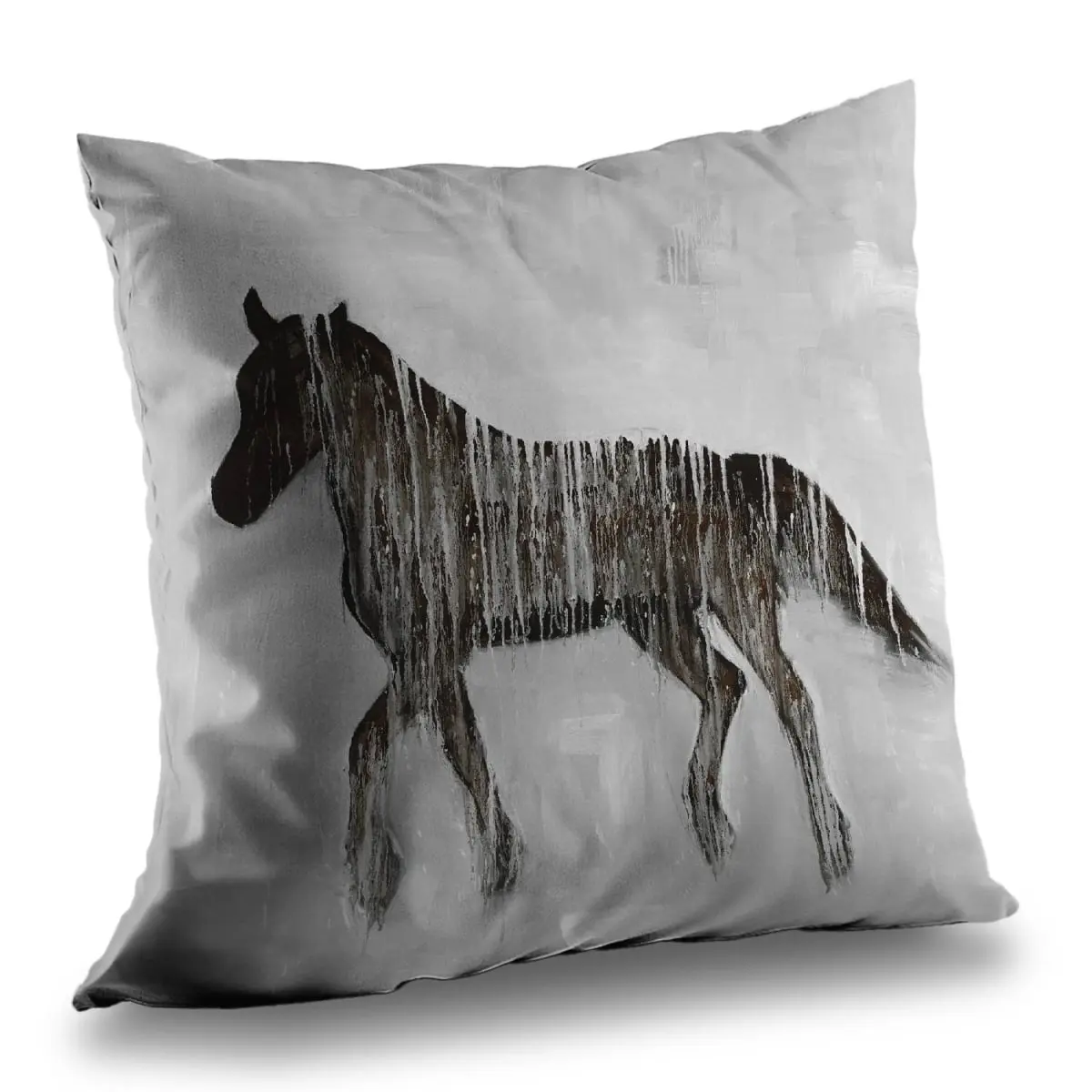 360 Stand 14x14 in. Poly Twill Abstract Horse Pillow - Farm Animals Decor, Rustic Office Accent Pillow with Twill Weave, Easy-Cleaning Feature, 14-Inch Standard Pillows, Animal-Inspired Standard Pillows