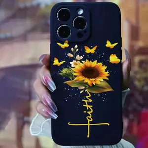 Sunflower Pattern Protective Phone Case, Decorative Phone Protector Cover, Phone Accessories Compatible with iPhone