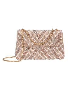 women's elegant clutch faux pearl & rhinestone decorated evening bag, chain strap bling shoulder crossbody bag, exquisite faux pearl allure & rhinestone sparkle banquet bag for women & girls, fashionable evening bag for party decor, elegant stylish purse