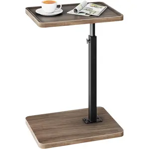 C Table End Table Adjustable Height,360?Swivel Sofa Table Tray for Small Spaces,Couch Tables That Slide Under,C Shaped Side Table for Sofa Living Room,Bedroom,Snack Table (Rustic Brown)