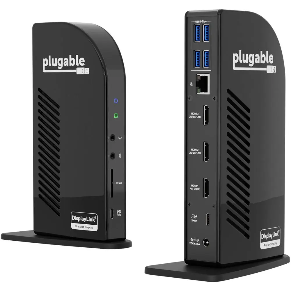 Plugable UD-ULTCDL USB Type-C Triple Display Docking Station - Black