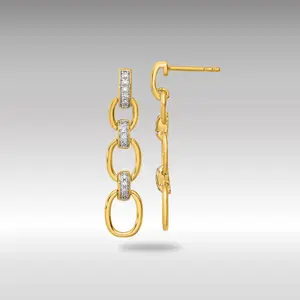 14K Gold Lab Grown Diamond VS/SI FGH Fancy Link Post Dangle Earrings - Model EM10214-015-YLG