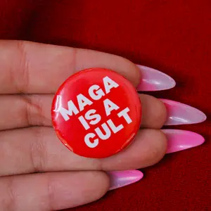 MAGA is a Cult Pin - Anti-MAGA Button Political Protest Badge 1.25" Pinback Handmade Political Statement Badge for Marches & Votes