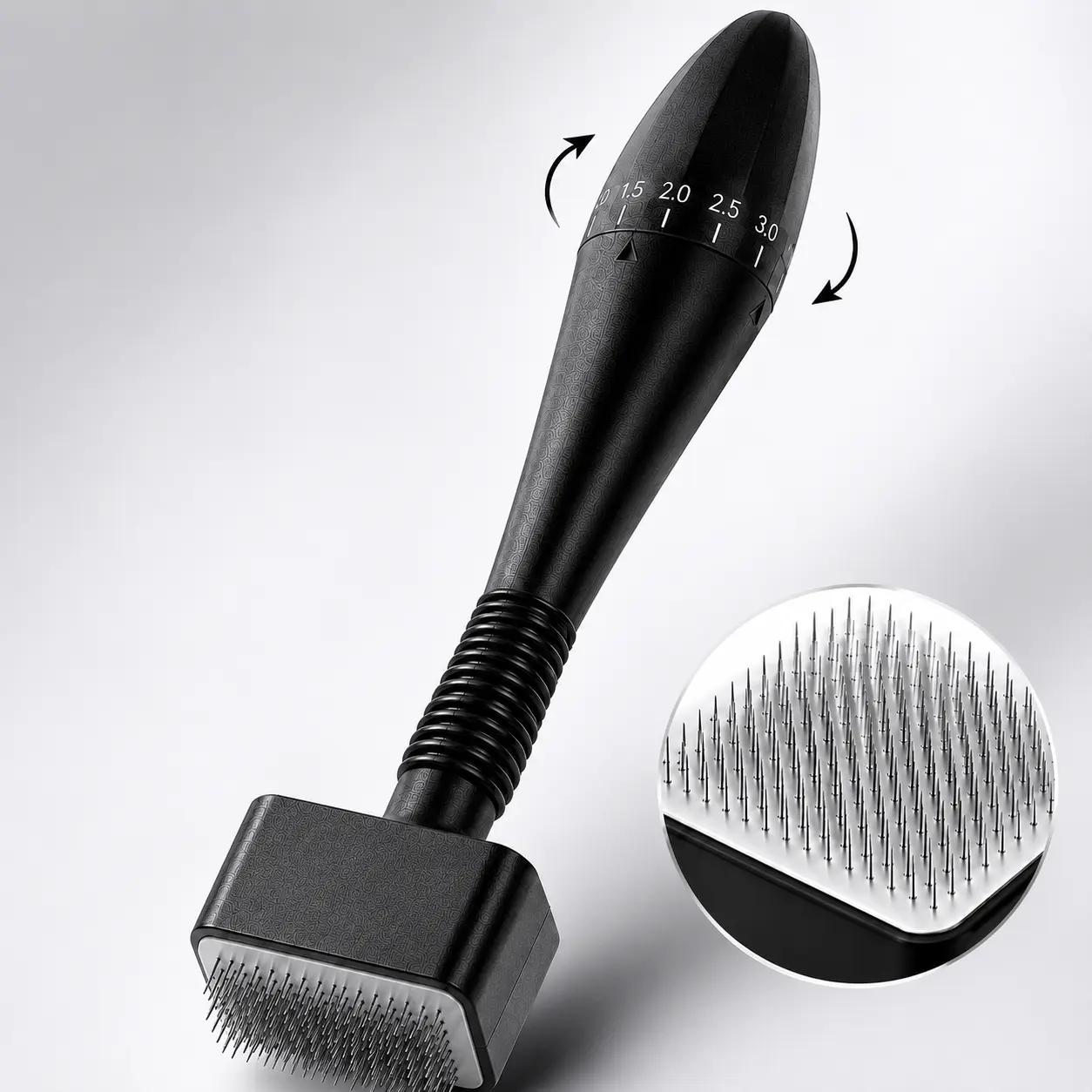 Adjustable Microneedle Derma Stamp, 140 Pins Skincare Tool for Face & Scalp, Adjustable Needle Depth with Easy Rotation Dial, At-Home Skin Care Beauty Tool