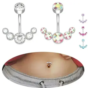 Inner rebar belly nat piercing ring Crystal sexy belly button bar body Jewelry Floating belly button ring Jewelry charm